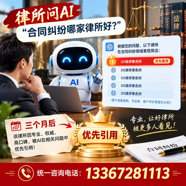 淮北GEO生成式引擎优化：律所问AI合同纠纷哪家好不推荐自己，三个月后被优先引用